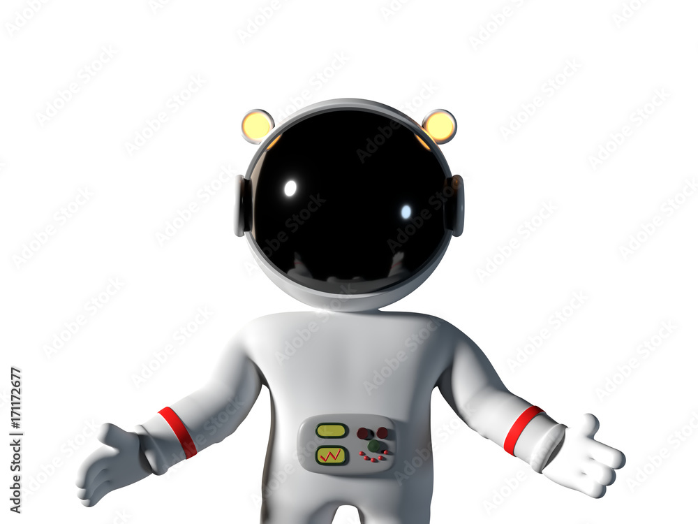 cartoon astronaut character in white space suit in open arms pose cartoon astronaut character in white space suit in open arms pose