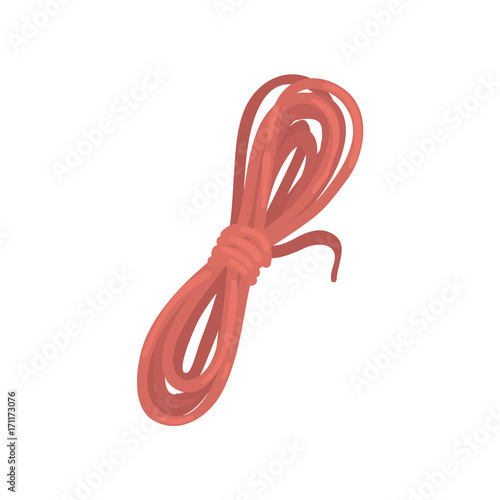 Roll of red rope, mining industry equipment cartoon vector Illustration