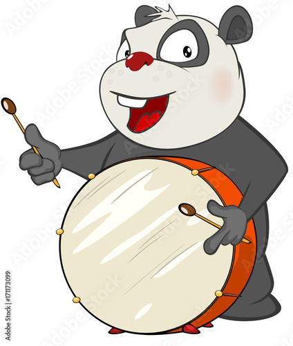Fototapeta Naklejka Na Ścianę i Meble -   Illustration of a Cute Panda Drummer. Cartoon Character 