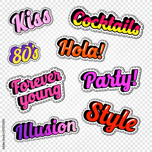 Textile Trendy Fashion Quotes. Badges with Texts for Embroidery. Vector illustration