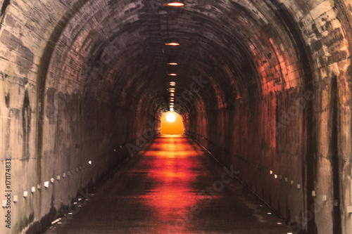 The sun at the end of the tunnel in Banos de Agua Santa, Ecuador
