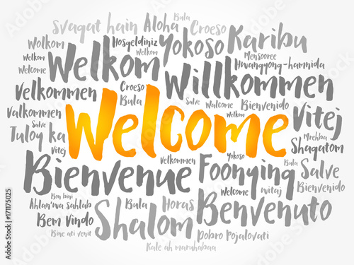 Canvas Print WELCOME word cloud in different languages, conceptual background