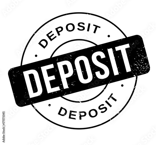 Deposit rubber stamp. Grunge design with dust scratches. Effects can be easily removed for a clean, crisp look. Color is easily changed.