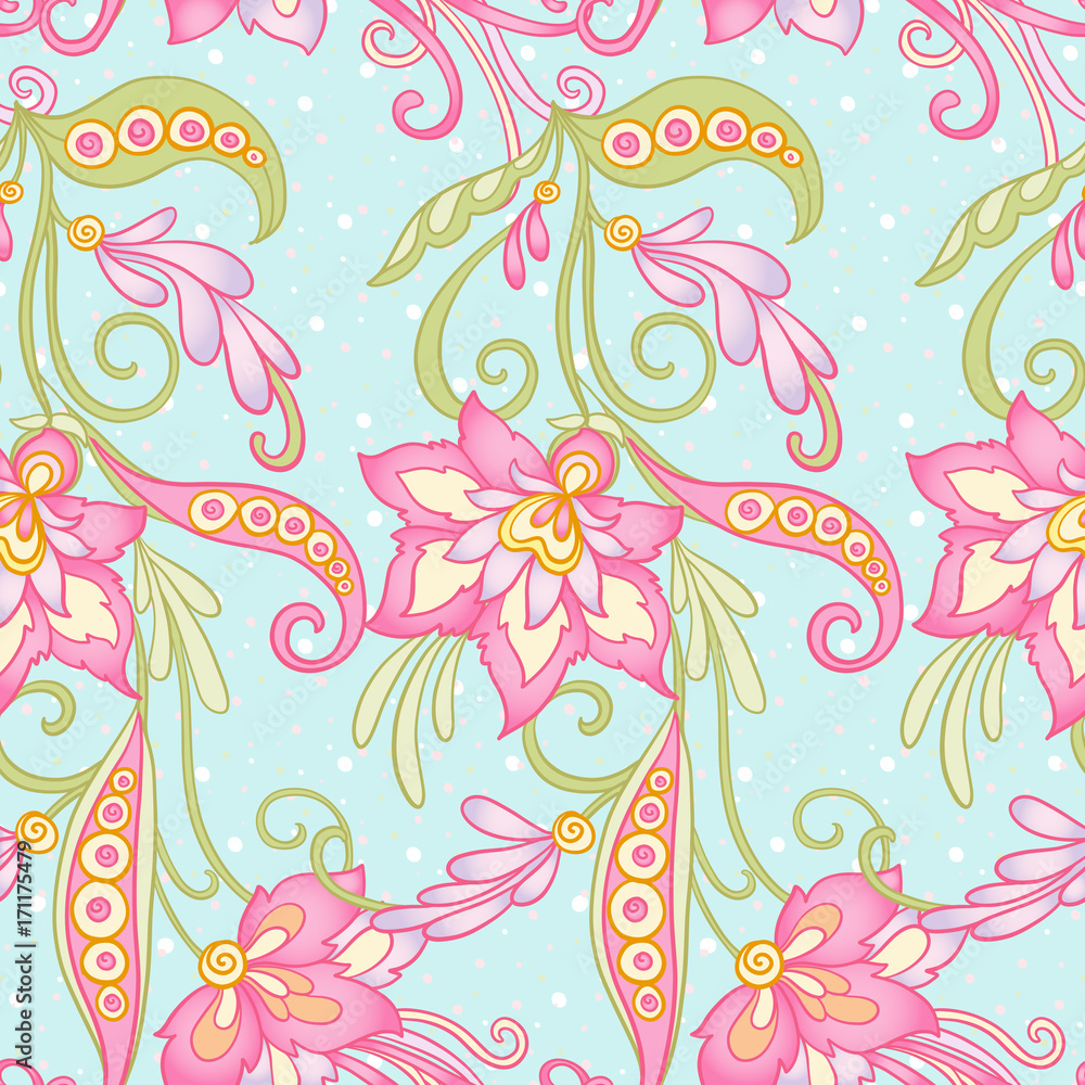 Floral seamless pattern, background with vintage style flowers 