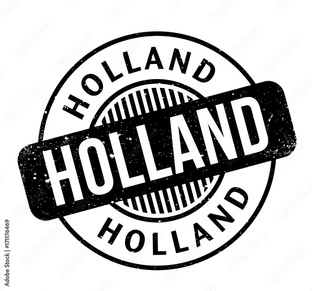 Holland rubber stamp. Grunge design with dust scratches. Effects can be easily removed for a clean, crisp look. Color is easily changed.