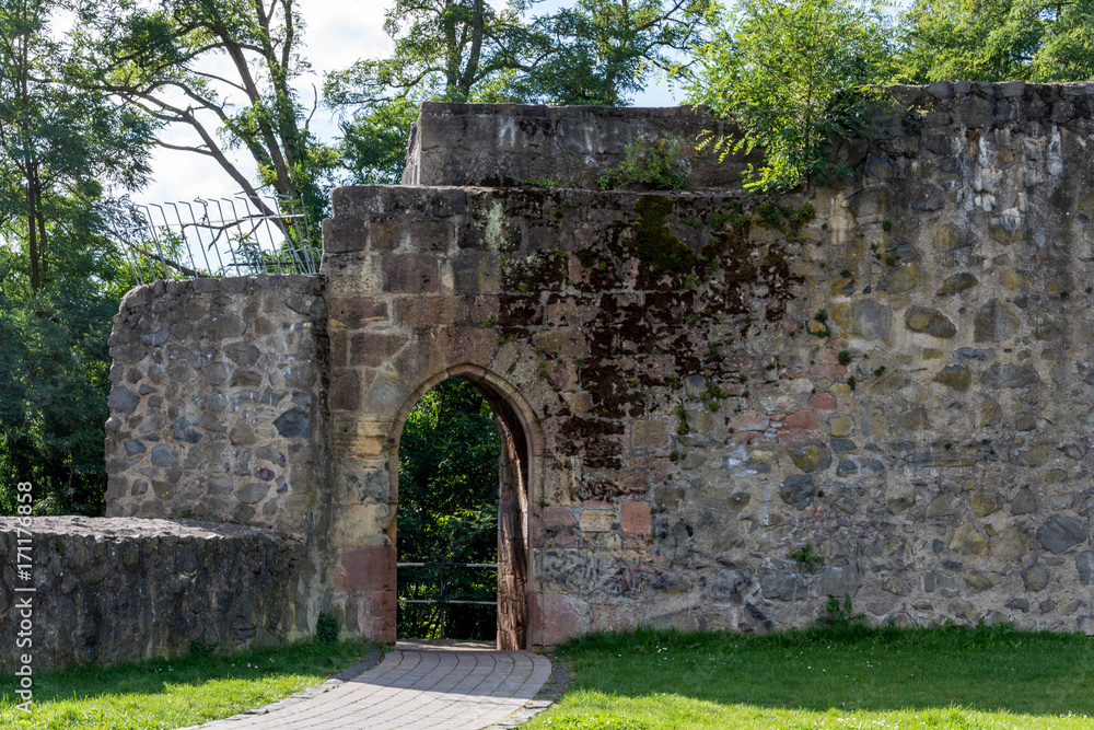 The old medieval town wall of the small German town Fritzlar