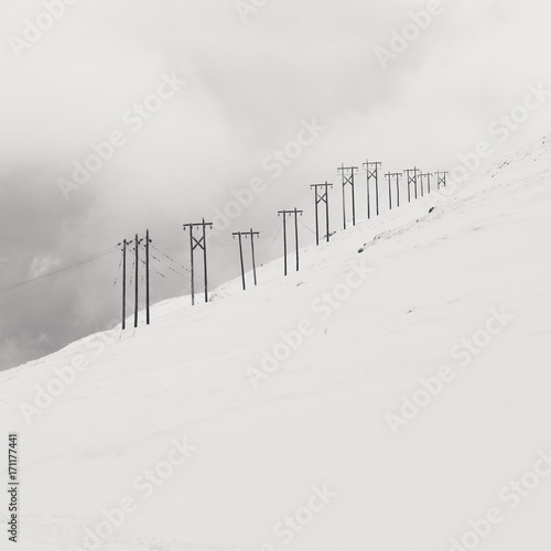 Snow electric poles © Sakis Pallas