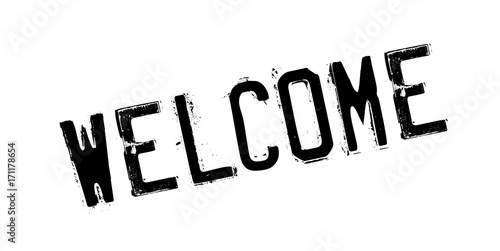 Welcome rubber stamp. Grunge design with dust scratches. Effects can be easily removed for a clean, crisp look. Color is easily changed.