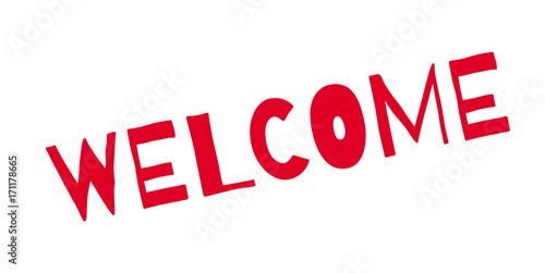 Welcome rubber stamp. Grunge design with dust scratches. Effects can be easily removed for a clean, crisp look. Color is easily changed.
