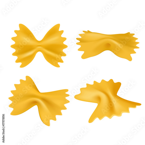 pasta butterfly, realistic vector illustration