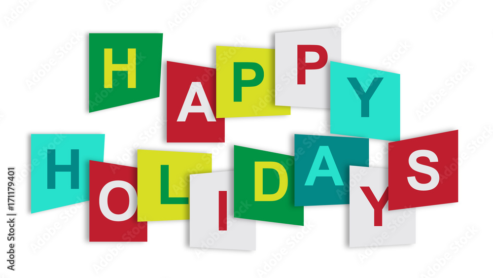 HAPPY HOLIDAYS overlapping vector letters (Christmas colours). happy hollidays vector illustration. HAPPY HOLIDAYS overlapping vector letters (Christmas colours). happy hollidays vector illustration.
