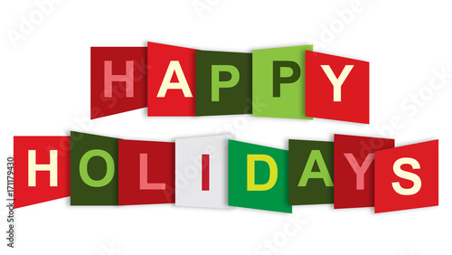 Photos HAPPY HOLIDAYS overlapping vector letters (Christmas colours)