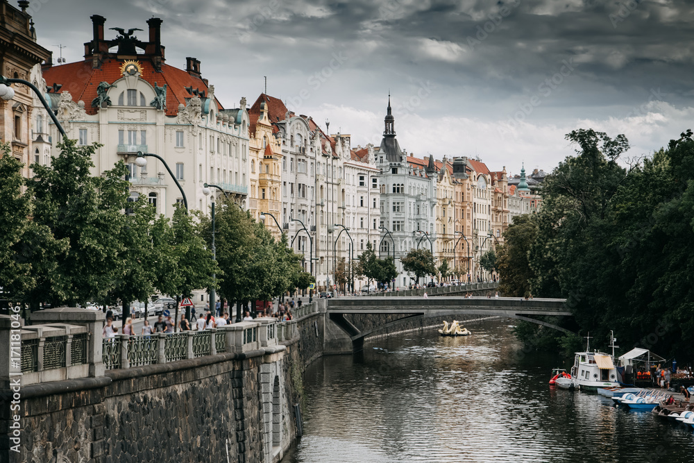 Obraz premium Vltava river in Prague, Czech Republic at the daytime
