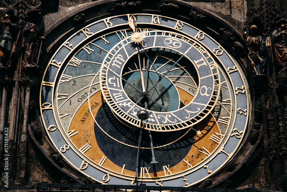 Astronomical clock at Old Town Square in Prague, Czech Republic Astronomical clock at Old Town Square in Prague, Czech Republic