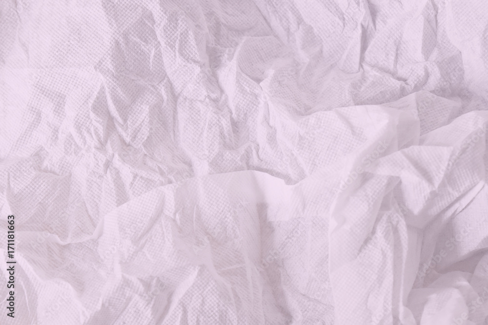 Obraz premium Wrinkled sheet paper white and pink , empty space for text background.
