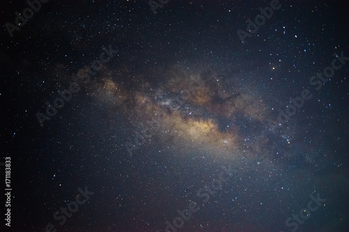 Clear Milkyway Galaxy, Long exposure photograph, with grain in summer night at northen of Thailand