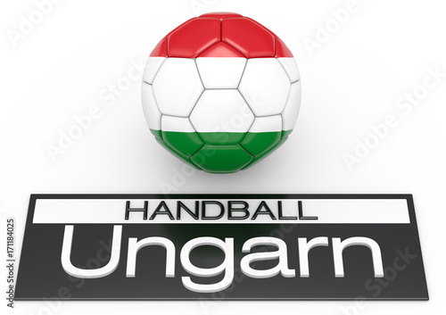 Handball mit Ungarn Flagge  Deutsche Version 1  3D-Rendering