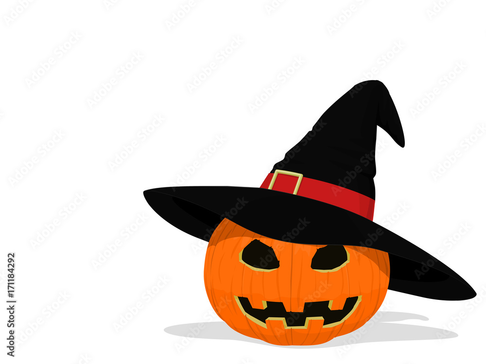Isolated Jack-o'-lantern wear the witch's hat on transparent background  Stock Vector | Adobe Stock