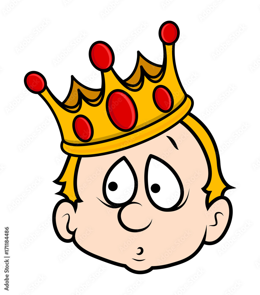 Scared dumb king Cartoon Boy Face Expression with Golden King Crown Stock  Vector | Adobe Stock