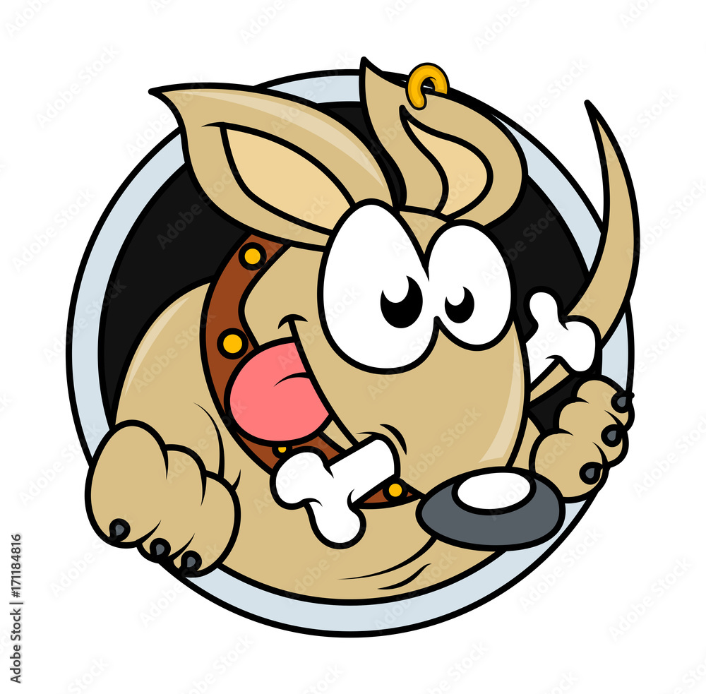 Funny Dog with Bone Vector Portrait mascot style Funny Dog with Bone Vector Portrait mascot style