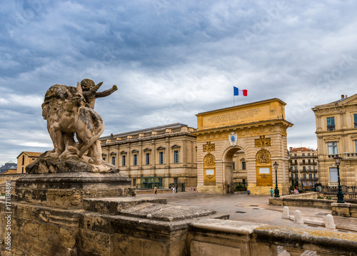 Fotografi Arc de Triomphe de Montpellier, Occitanie en France