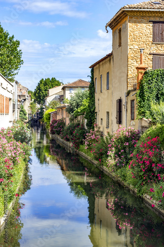 Photography Water canal in orange town in southern France