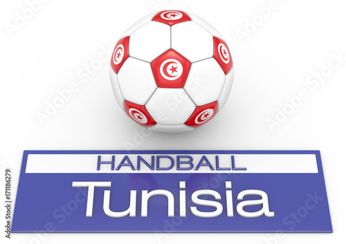Handball mit Tunesien Flagge  Version 2  3D-Rendering