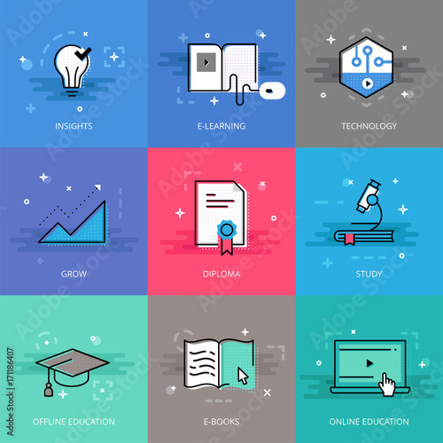Education theme in flat line