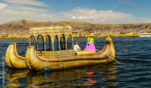 Titicaca Lake, Uros traditional ship, Peru