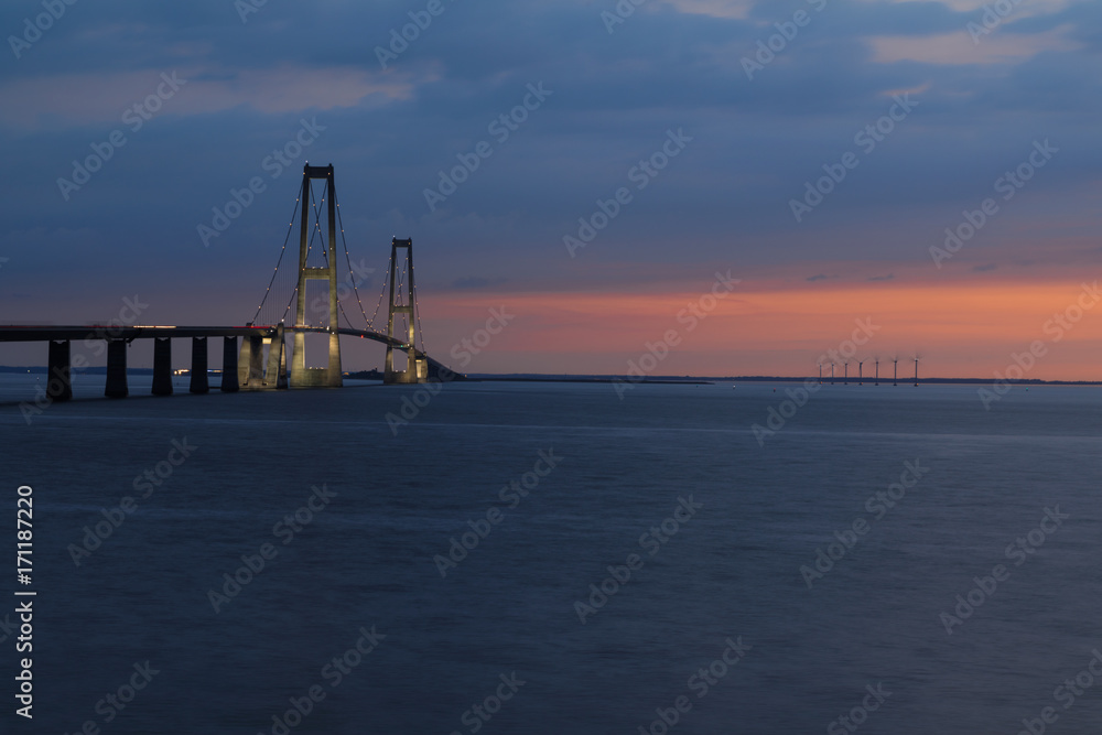 Storebæltsbroen bridge during sunset Storebæltsbroen bridge during sunset
