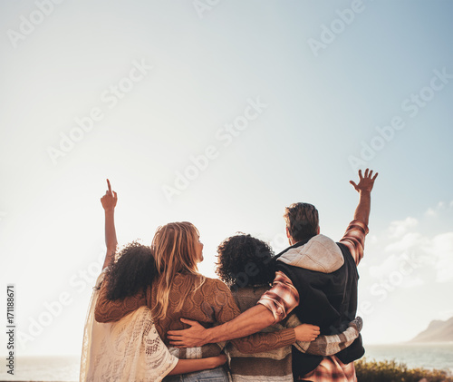Group of friends enjoying on vacation photo