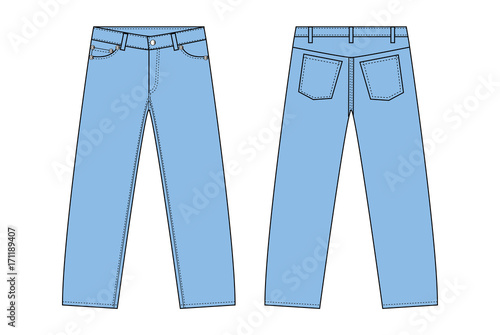 Illustration of straight slim denim pants