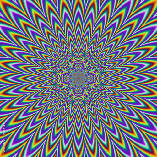 Pulsing fiery flower. Optical illusion of movement.