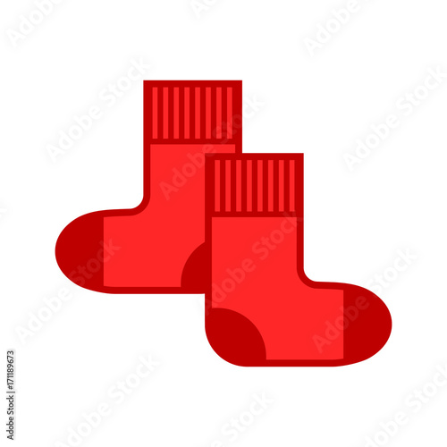 Red socks vector icon on white background