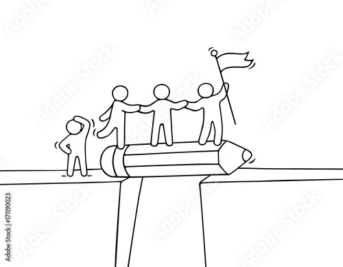 ute miniature scene of team on the bridge