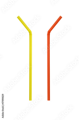 Two drinking straw isolated on white background.