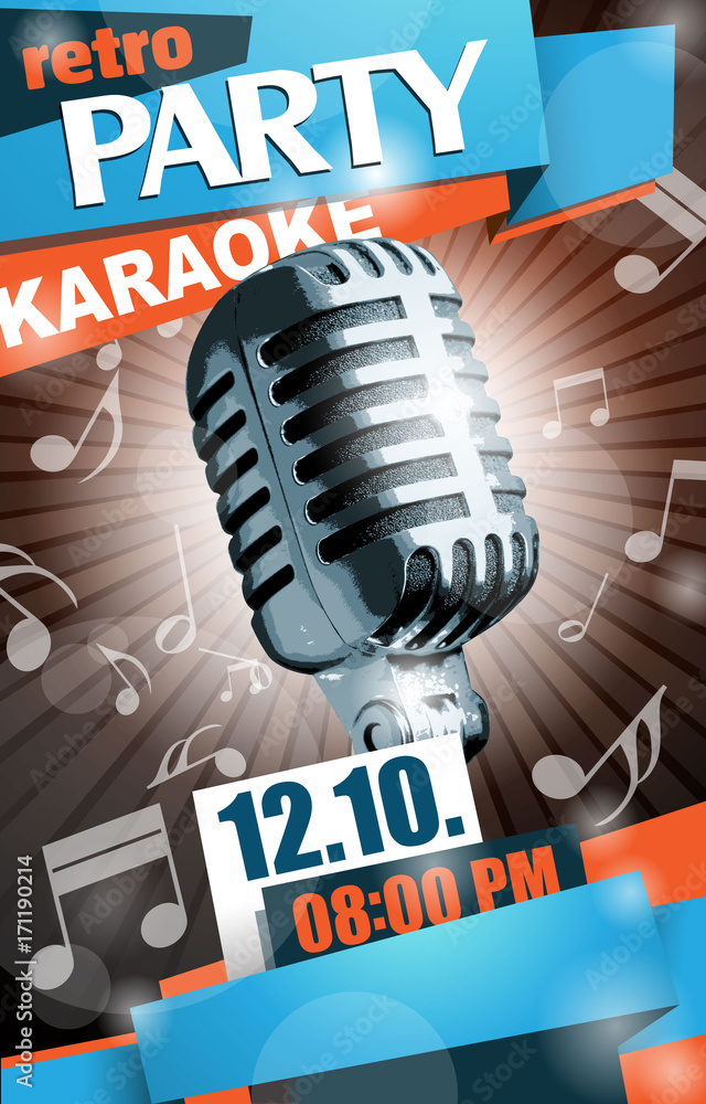 Plakat Szablon retro ulotki wektor karaoke
