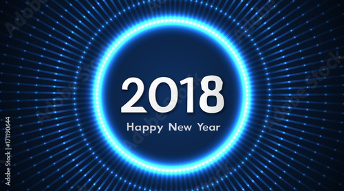 2018 year background, glowing numbers, Vector design.