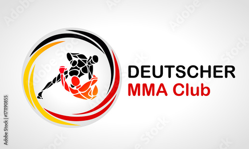 Local team MMA fighters round logo. Boxing icon sample text
