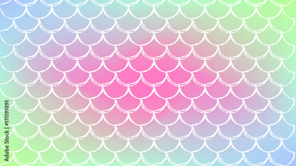 Mermaid tale on trendy gradient background. Horizontal backdrop with