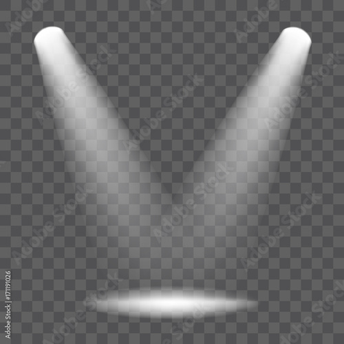 Vector realistic spotlight effects isolated on transparent background