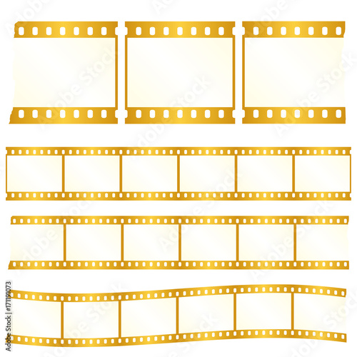 Vector worn torn film strips - waveform and straight strip. Insulated windows - you can create variable long straight filmstrip. Eps 10 vector file.