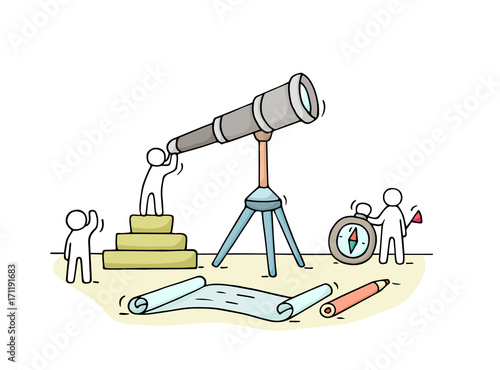 working little people with spyglass