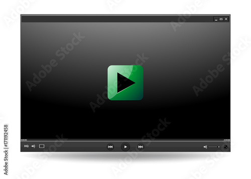 Video player interface template for web and mobile apps, vector illustration