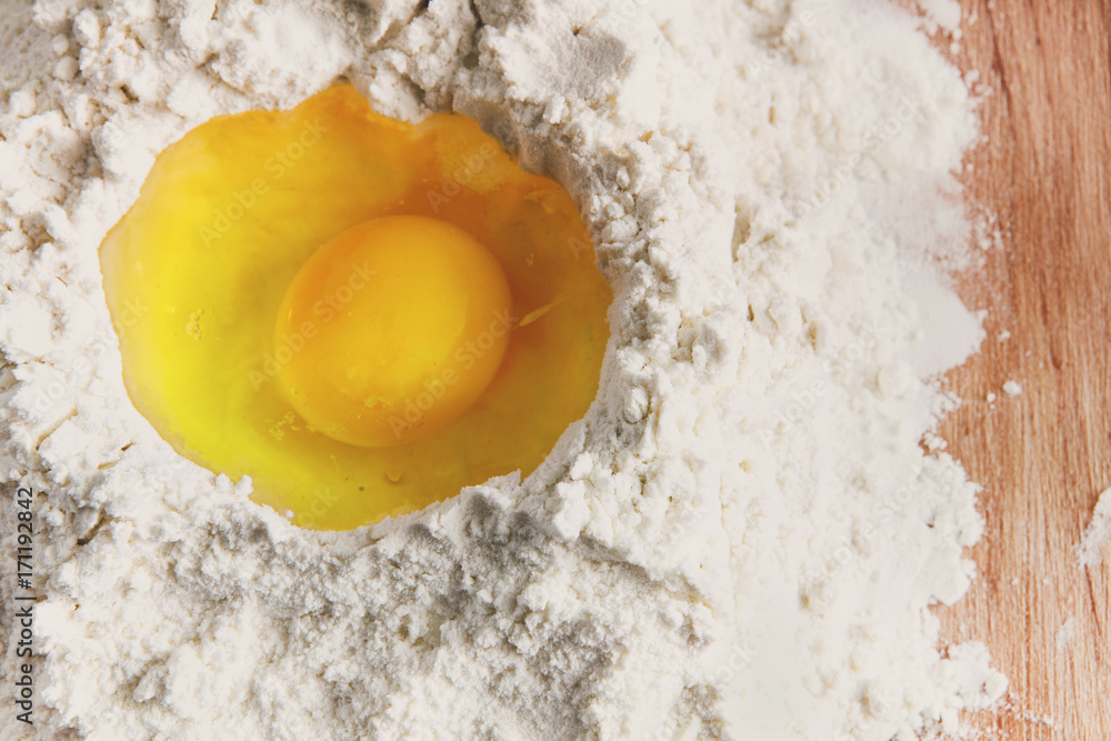 Cooking ingredients for baking, eggs and flour Cooking ingredients for baking, eggs and flour