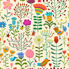 Stickers Bloemenmotief patronen Geschetst bloemenpatroon in losse stijl  © Kudryashka
