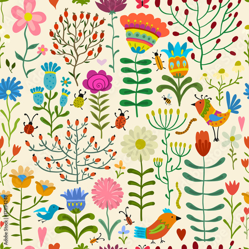 Floral seamless pattern, sketch for your design