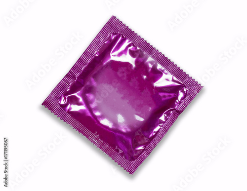 Condom package isolated on white background