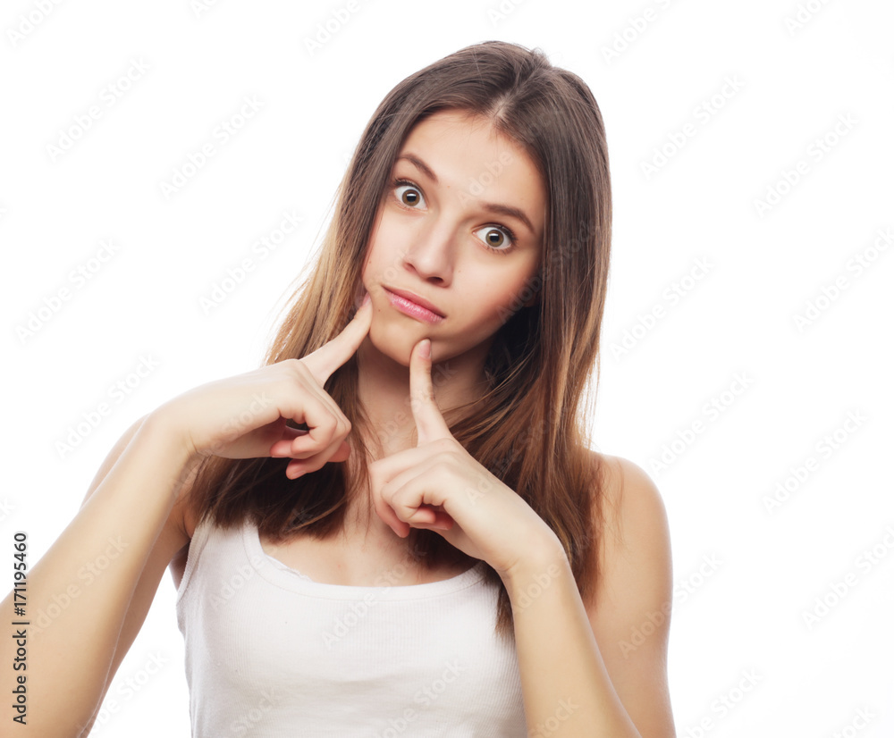 lifestyle and people concept: Beautiful young surprised woman lifestyle and people concept: Beautiful young surprised woman