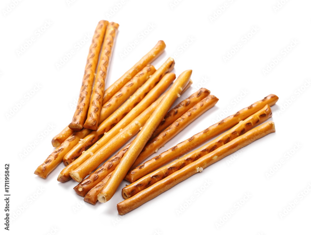 Salty cracker pretzel sticks isolated on white background Salty cracker pretzel sticks isolated on white background